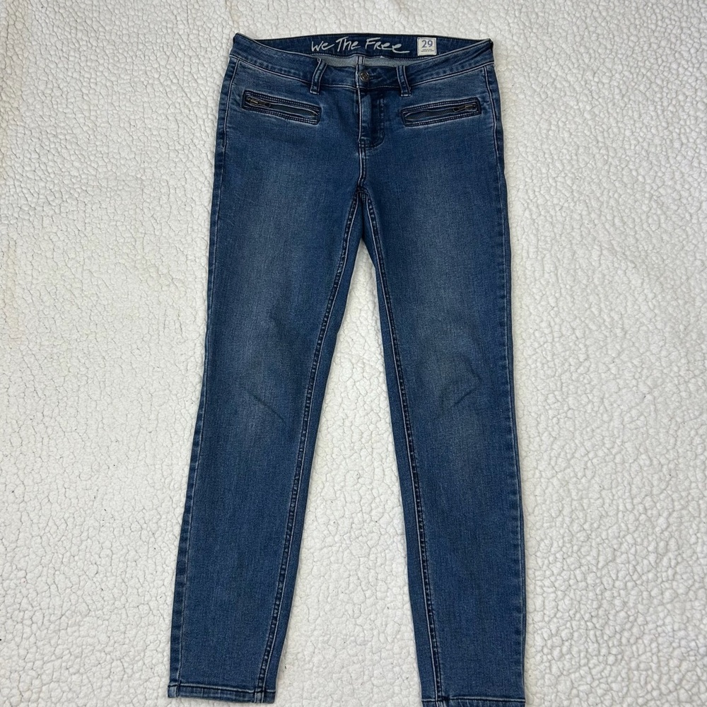 We The Free Jeans Womens Size 29 Ankle Skinny Mid Rise Stretch Zipper Distressed